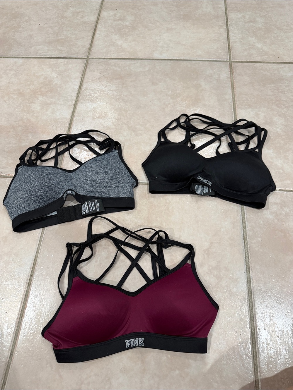 PINK Victoria's Secret Strappy Sports Bras XS bundle of 3 @@@@